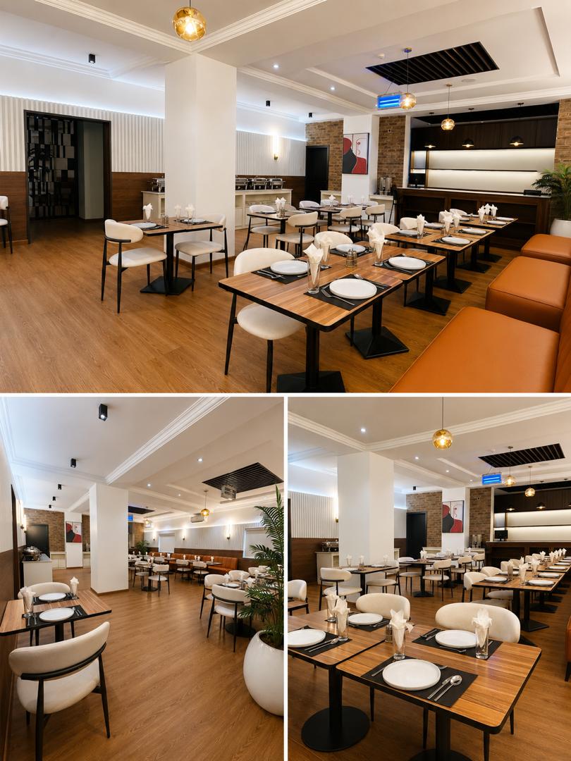 IP Hotels restaurant with set dining tables